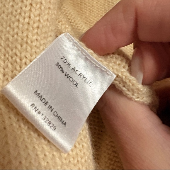 Tularosa Cream Cable-Knit Cropped Tie-Sweater Small - Picture 5 of 7